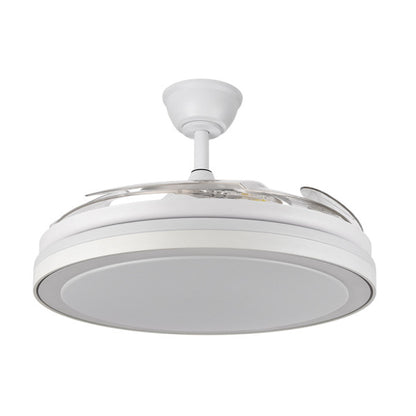 Ventilador de techo Esparta Maxi Blanco 80W de Abrila con aspas retráctiles, motor DC eficiente, LED integrado regulable y diseño doméstico para interiores, modelo 184796001, ventilación y iluminación en blanco.