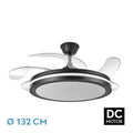 Ventilador de techo DC Esparta Maxi negro de 80W por Abrila, con aspas retráctiles, LED integrado de luz regulable, motor DC eficiente para ventilación en verano e invierno, ideal para interior doméstico, referencia 184796009.