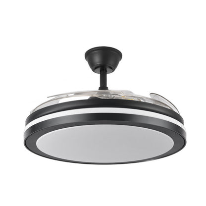 Ventilador de techo DC Esparta Maxi negro 80W de Abrila con aspas retráctiles, LED integrado y luz regulable, ideal para ventilación interior doméstica en verano e invierno, modelo 184796009