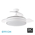 alt=Ventilador de techo Esparta Mini Abrila modelo 184799001 en blanco con motor DC, aspas retráctiles, luz LED ajustable y apto para interior doméstico. Ideal para ventilación en verano e invierno

El texto esta optimizado para motores de busqueda, contiene el nombre del producto, especificaciones y uso general de este.