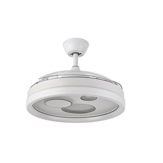 `alt=Ventilador de techo DC Turia Blanco 72W de Abrila con iluminación LED integrada para uso doméstico en verano e invierno`