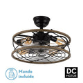 `alt=Ventilador de Techo Arcadia Negro 8 Aspas de Abrila con Motor DC - Estilo Rústico Industrial - Control Remoto - Ideal para Interiores - Modelo 185694809`