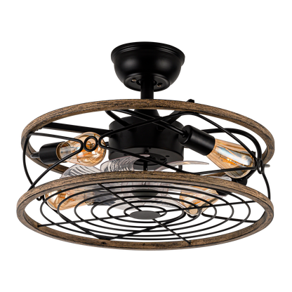 `alt=Ventilador de techo Arcadia Negro, 8 aspas de Abrila con control remoto, diseño rústico industrial y motor DC, ideal para interiores, modelo 185694809`