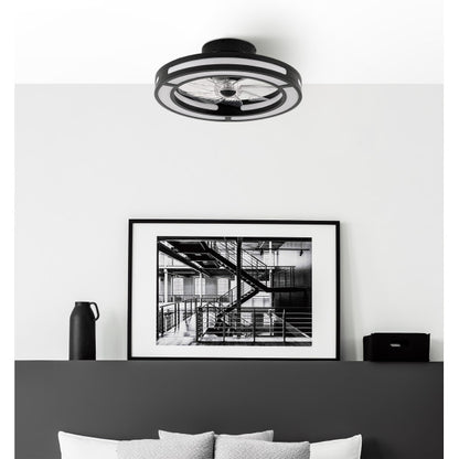 ```alt
Ventilador de techo Kastoria Negro con motor DC de 58W, ilumina y refresca tu hogar con sus 6 velocidades, LED integrado y mando a distancia - Abrila 185791809
```