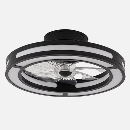 Ventilador de techo Kastoria negro, modelo Ai2, con iluminación LED integrado y mando a distancia. Disponible en 6 velocidades. Potencia de 58W y motor DC eficiente. Perfecto para uso domestico en interiores. Producto 185791809 de la marca Abrila.
