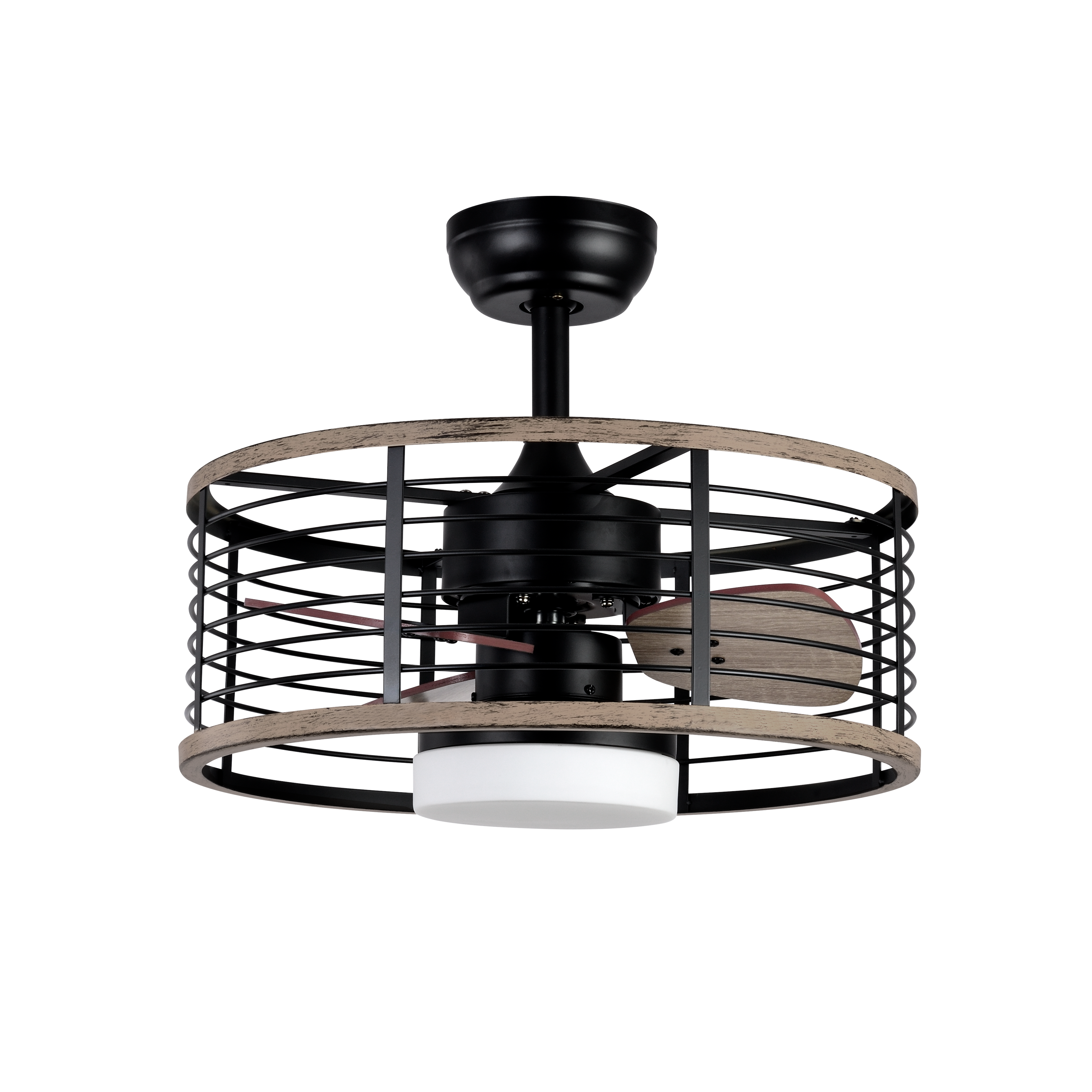 Alt Text Optimizado:
Ventilador de techo Abrila con motor DC de 24W en color negro/madera, modelo 185891309. Incluye 6 velocidades, LED integrado, mando a distancia y temporizador, diseño rústico moderno.