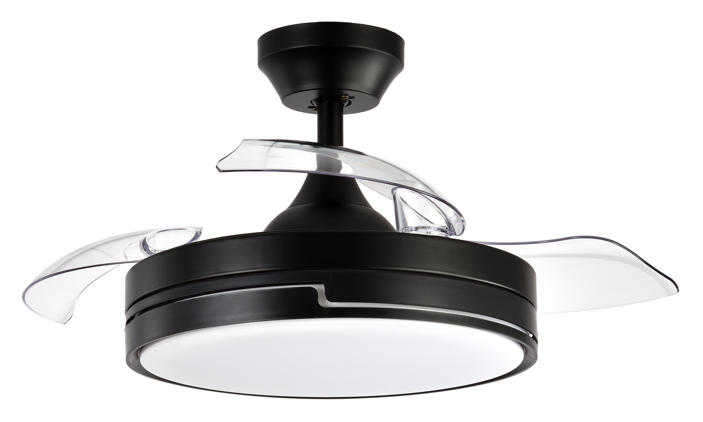 Aquí tienes un texto optimizado para el alt image del producto:

Ventilador de techo Olimpia modelo Abrila en negro con 6 velocidades y mando remoto. Incluye iluminación LED ajustable y temporizador, perfecto para interiores domésticos. Diseño con aspas retráctiles y ventilador DC de 48W. Código de producto: 185999009