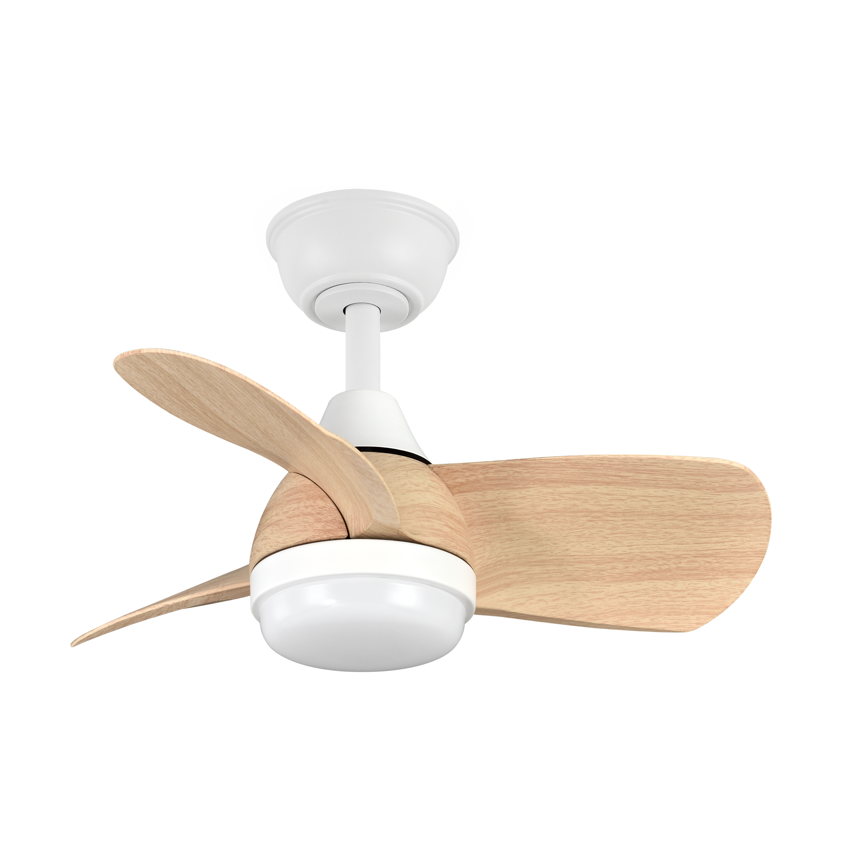 Ventilador de techo PIRDO Blanco/Haya Abrila modelo 186291368 con LED integrado y 6 velocidades, ideal para interiores y dormitorios, fabricado en metal, ABS y policarbonato, con temporizador y control remoto.