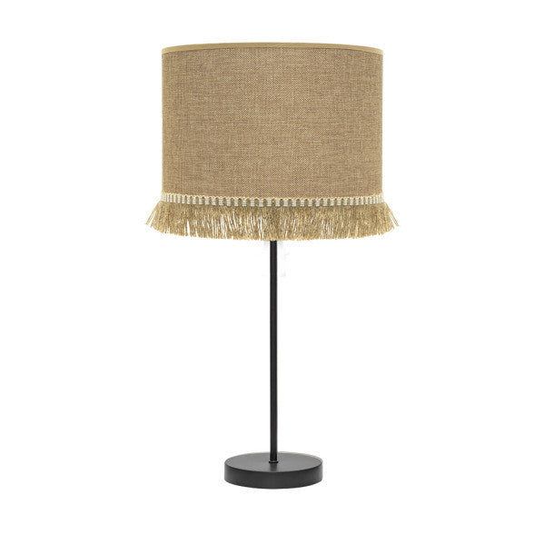 Lámpara de sobremesa Sibila de Abrila en negro y arena, altura 62 cm, diseño moderno con base de metal textil para decoración interior doméstica, bombilla E27 con luz difusa, modelo 186371109.