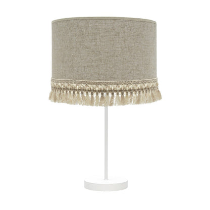 Lámpara de sobremesa Alto Vera en blanco y beis de Abrila, diseño moderno de metal y textil, dimensiones 62x30x30 cm para iluminación de hogar interior, modelo 186471101