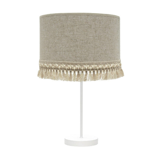 Lámpara de sobremesa Alto Vera en blanco y beis de Abrila, diseño moderno de metal y textil, dimensiones 62x30x30 cm para iluminación de hogar interior, modelo 186471101