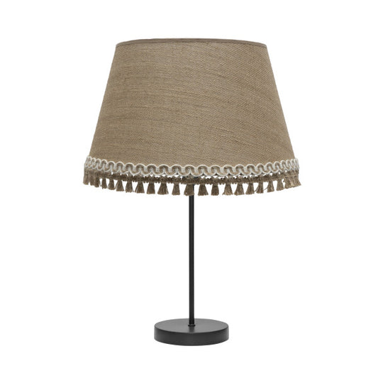 Lámpara de sobremesa Ada en negro y arena de Abrila, diseño bohemio moderno con base de metal y pantalla textil, iluminación elegante para decoración interior doméstica, modelo 186571109.