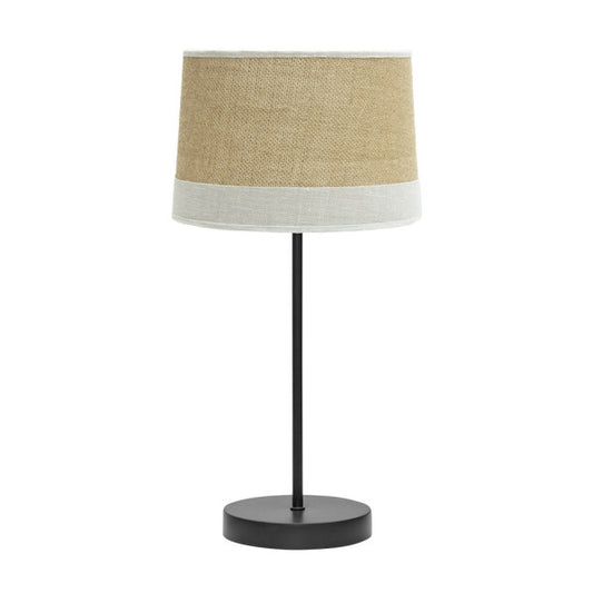 Lámpara de sobremesa Tietar de Abrila en saco y blanco, diseño rústico moderno de 44x22x22 cm, iluminación doméstica vintage en metal y textil para decoración interior.