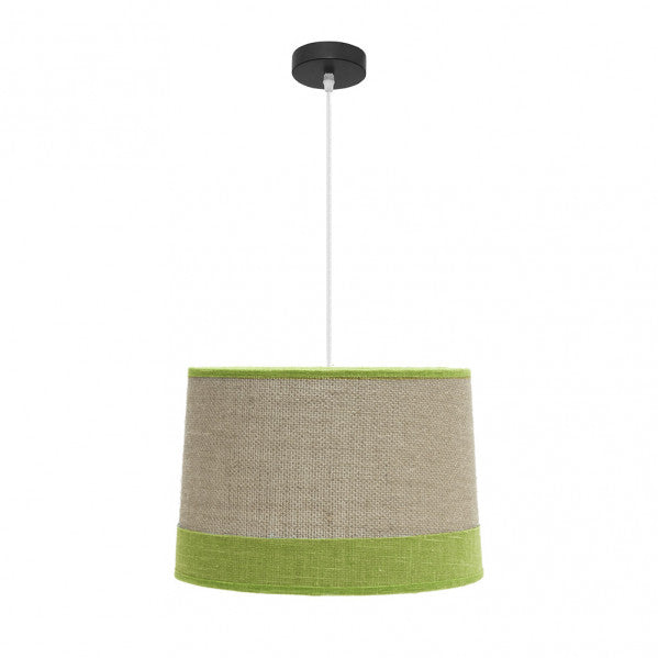 Colgante Tietar Saco/Verde de Abrila, lámpara textil rústica vintage de 40x40 cm para decoración interior doméstica (186694006)