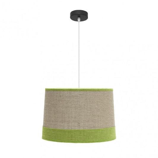 Colgante Tietar Saco/Verde de Abrila, lámpara textil rústica vintage de 40x40 cm para decoración interior doméstica (186694006)