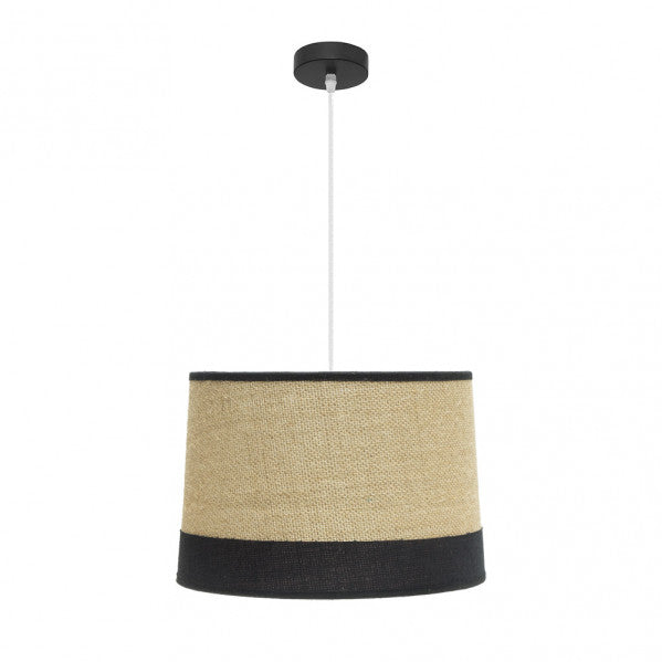 Colgante Tietar Saco/Negro 40x40 cm de Abrila, lámpara colgante rústica vintage en metal textil para decoración de interiores domésticos, estilo AI2, código 186694009