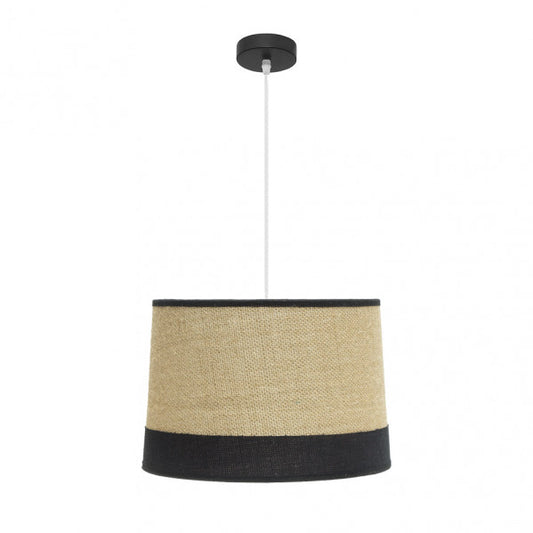 Colgante Tietar Saco/Negro 40x40 cm de Abrila, lámpara colgante rústica vintage en metal textil para decoración de interiores domésticos, estilo AI2, código 186694009