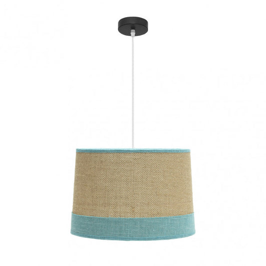 Colgante Tietar 1xE27 en saco turquesa de Abrila, lámpara colgante moderna rústica de metal y textil para decoración interior doméstica, estilo vintage con bombilla E27, referencia 186694048