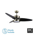 Alt Image: Ventilador de techo DC Cross en cuero negro nogal con LED integrado e aspas reversibles de Abrila, modelo 187391314