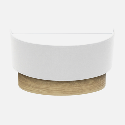 Aplique de pared Tania moderno en acabado blanco y madera clara, modelo Abrila 15x30x16 cm con casquillo E27, ideal para decoración interior doméstica en metal y textil, referencia 188361001