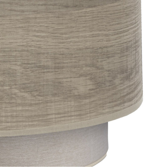 Aplique Tania moderno de madera gris y metal textil, modelo Abrila 188361083, con base E27, dimensiones 15x30x16 cm, ideal para iluminación doméstica difusa y decoración interior contemporánea.