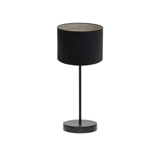 Lámpara de sobremesa Tania en negro y madera gris de Abrila, diseño moderno rústico con base metálica y pantalla textil para interiores domésticos, iluminación decorativa estilo ai2 (188371009)