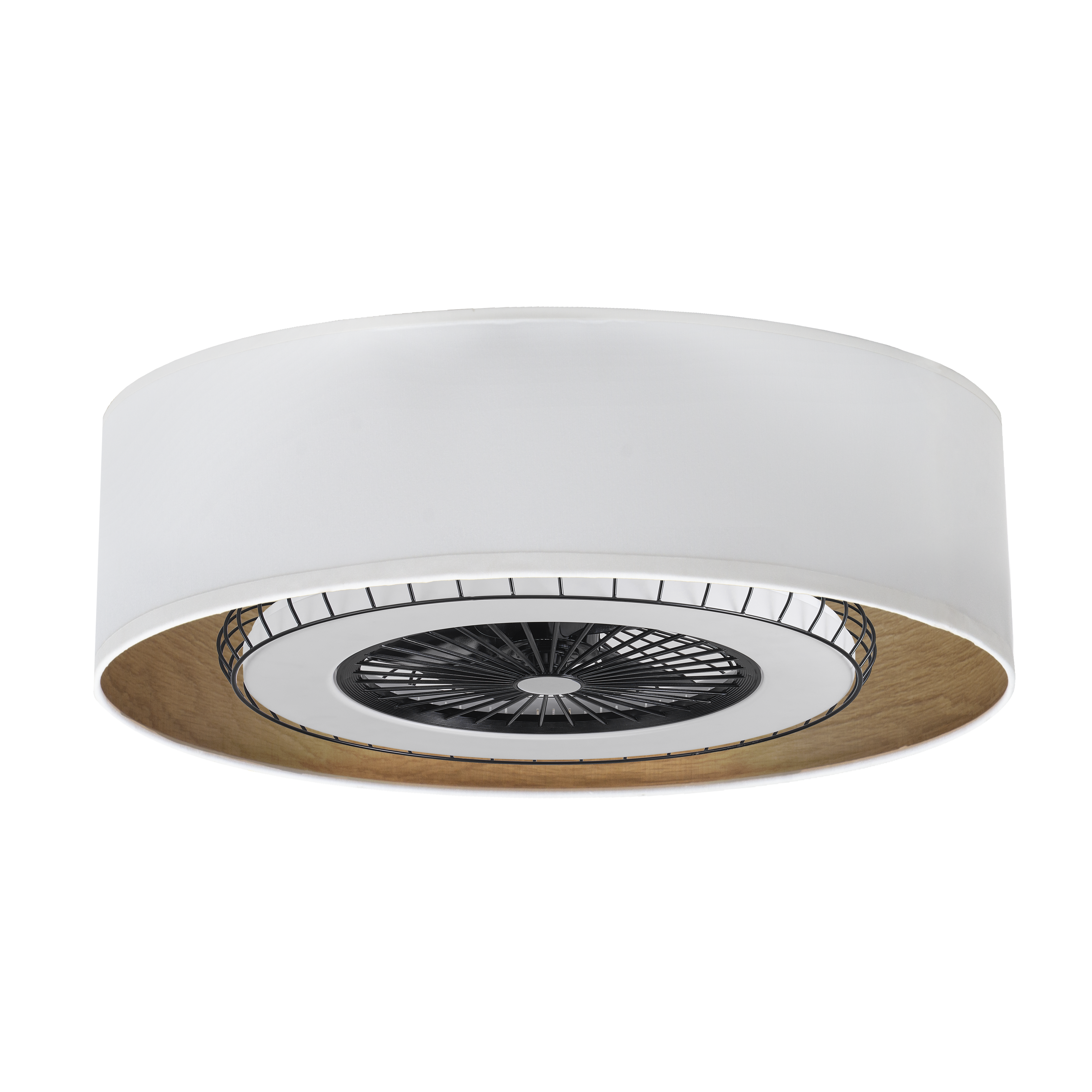 Ventilador de techo Tania 72W Blanco/Madera Clara con LED integrado y mando remoto de Abri-La. Ahorro energético y diseño modernoso para interiores domésticos. Motor DC eficiente y temporizador programable. Modelo 188391701