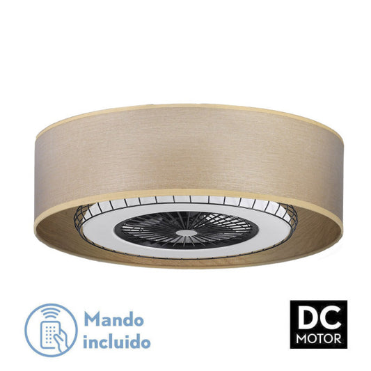 Ventilador Techo de Madera Clara Tania en 6 Velocidades con LED Integrado, Módelo 188391785 de Abrila. Eficiente con Motor DC y Control Remoto para Interior Doméstico