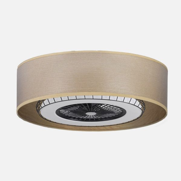 ```alt=Ventilador de techo Tania en madera clara de 72W con 6 velocidades, motor DC, iluminación LED integrada y control remoto eficiente]').```