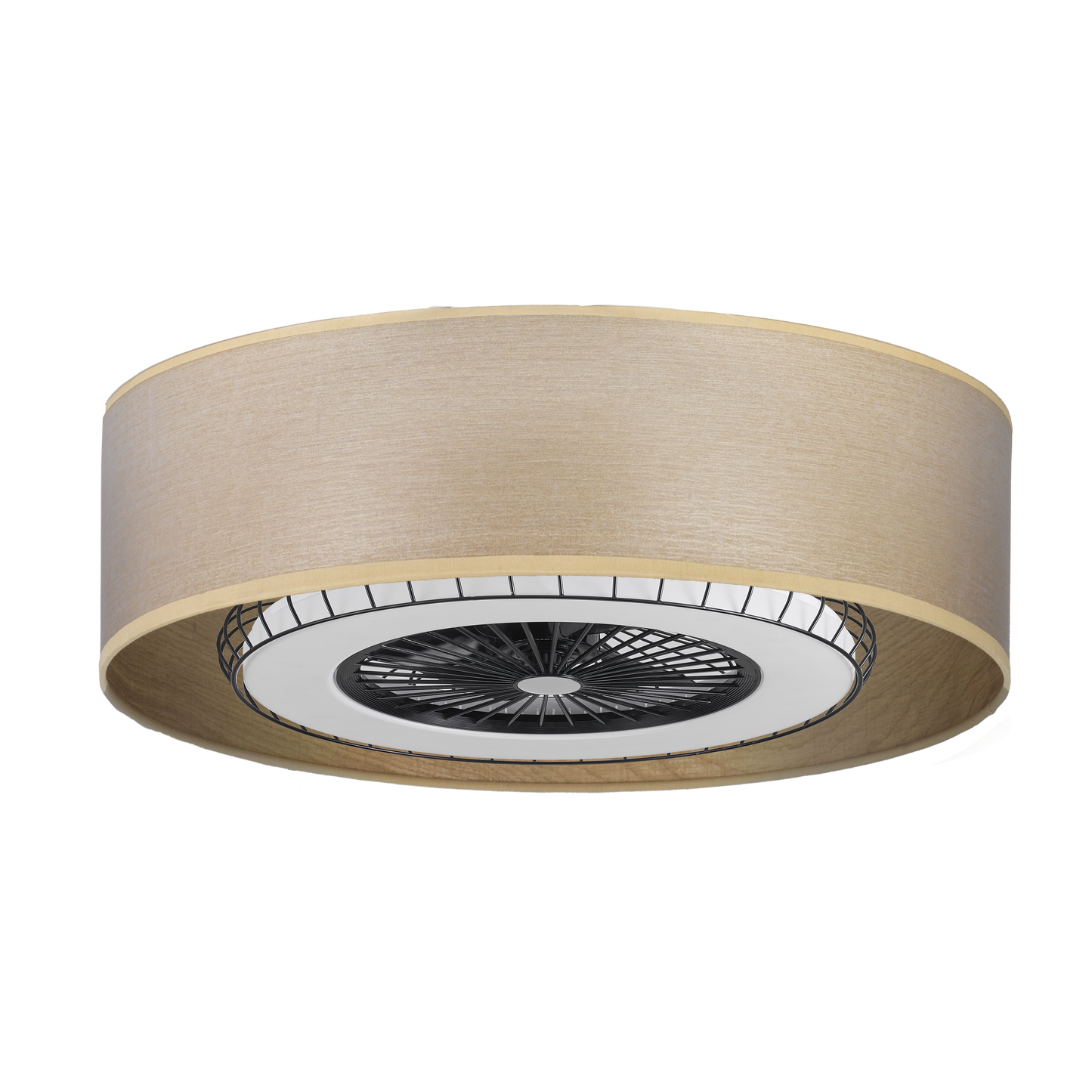 Ventilador venta techo Tania 72W Madera Clara con 6 velocidades, diseño Abrila, motor DC eficiente y control remoto, ideal para Interior doméstico con luz LED integrada.