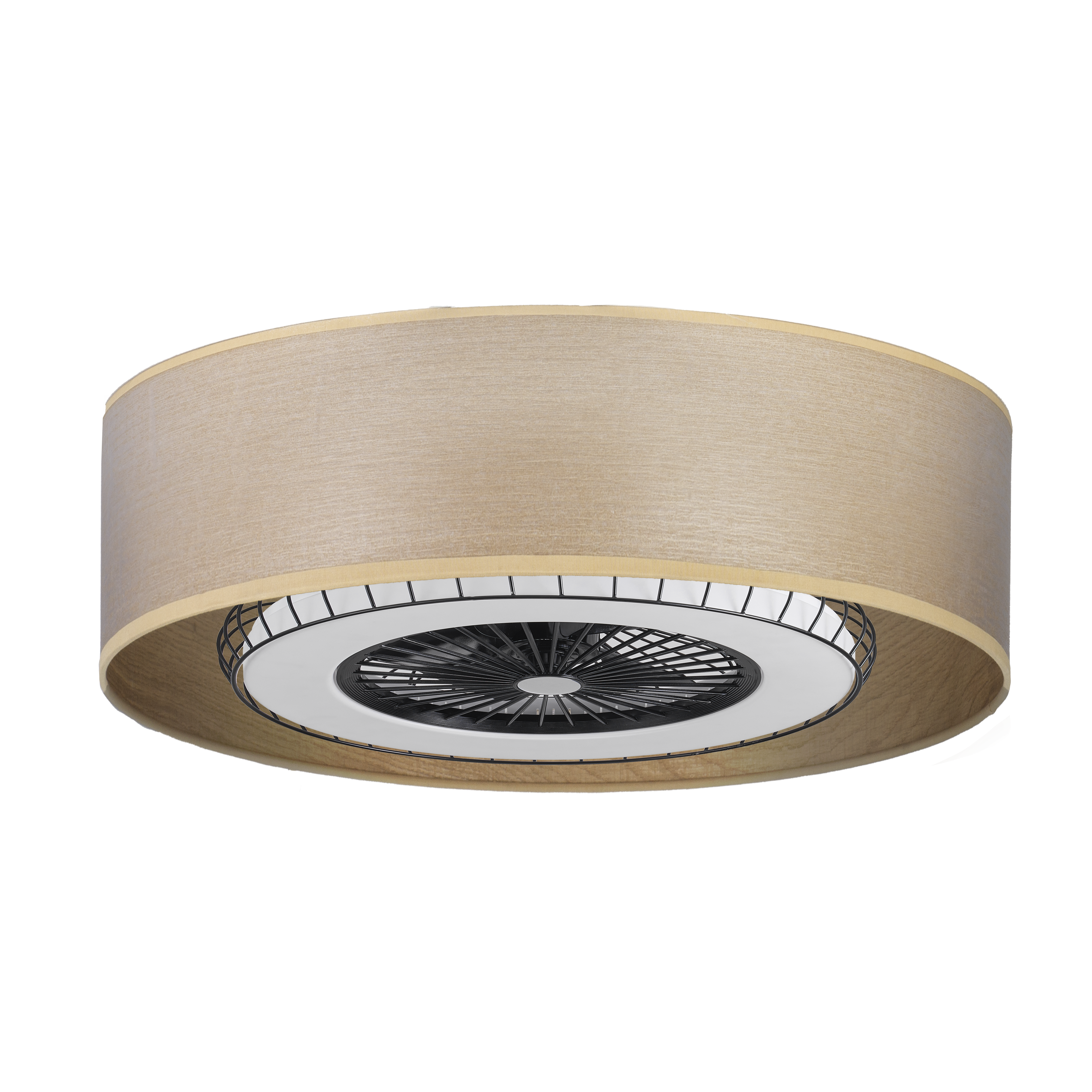 Ventilador venta techo Tania 72W Madera Clara con 6 velocidades, diseño Abrila, motor DC eficiente y control remoto, ideal para Interior doméstico con luz LED integrada.