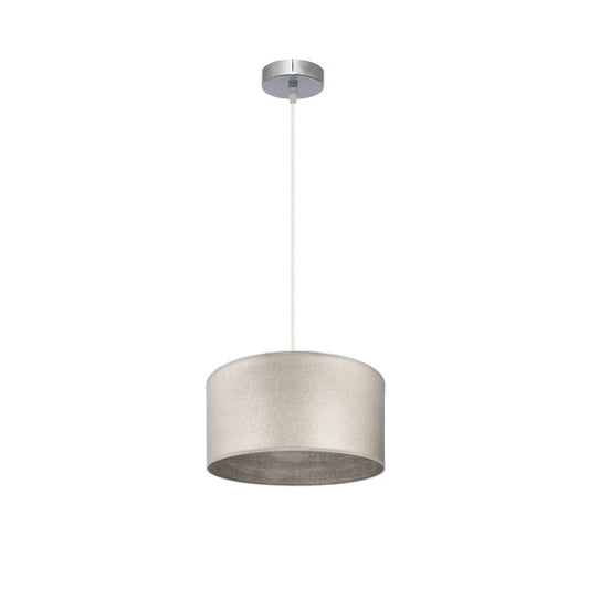 Colgante Tania de madera gris de 30 cm con diseño vintage rústico de Abrila, lámpara moderna de iluminación interior en metal y textil para decoración doméstica.