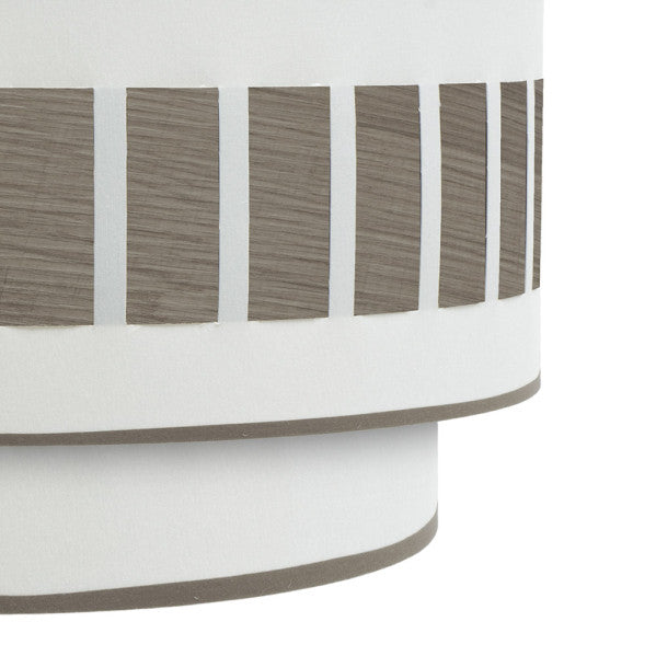 Aplique de pared Ivanna 1xE27 en blanco y madera gris, diseño moderno vintage rústico de Abrila para iluminación interior doméstica, con materiales de metal y textil, ideal para decoración de paredes.