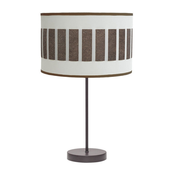 Lámpara de sobremesa Ivanna en marrón, blanco y óxido de Abrila, diseño moderno rústico vintage con base de metal textil para iluminación doméstica interior y decoración.