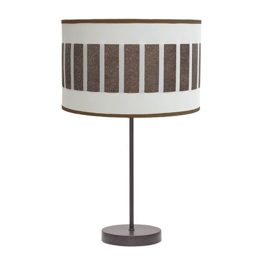 Lámpara de sobremesa Ivanna en marrón, blanco y óxido de Abrila, diseño moderno rústico vintage con base de metal textil para iluminación doméstica interior y decoración.