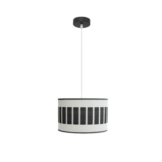 Lámpara colgante Ivanna de Abrila en negro, blanco y madera, modelo 1xE27 con diseño moderno vintage rústico, ideal para iluminación doméstica y decoración interior