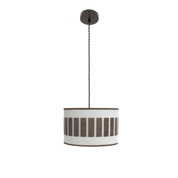 Colgante Ivanna de Abrila en marrón y blanco con óxido, diseño moderno rústico vintage de 30x1 cm con bombilla E27, ideal para iluminación interior doméstica y decoración en metal y textil.