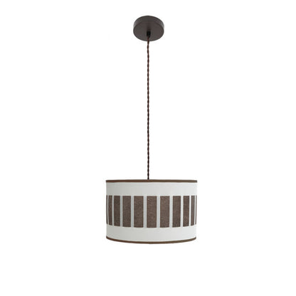 Colgante Ivanna de Abrila en marrón y blanco con óxido, diseño moderno rústico vintage de 30x1 cm con bombilla E27, ideal para iluminación interior doméstica y decoración en metal y textil.