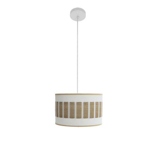 Colgante Ivanna de Abrila en blanco y madera clara, diseño moderno con estilo vintage rústico, 30x1 cm, 1xE27 para iluminación difusa interior, ideal para decoración doméstica.