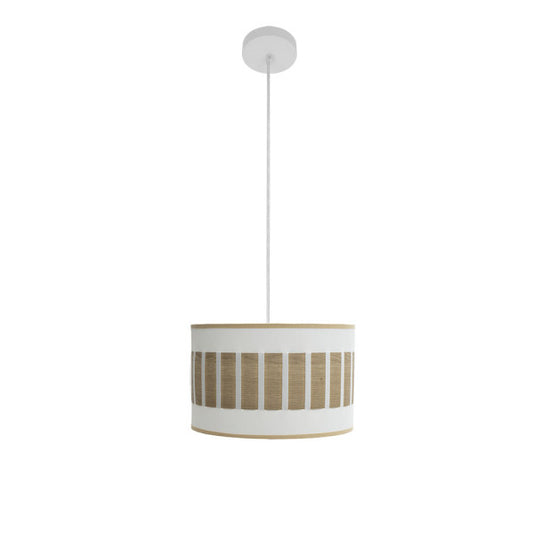 Colgante Ivanna de Abrila en blanco y madera clara, diseño moderno con estilo vintage rústico, 30x1 cm, 1xE27 para iluminación difusa interior, ideal para decoración doméstica.