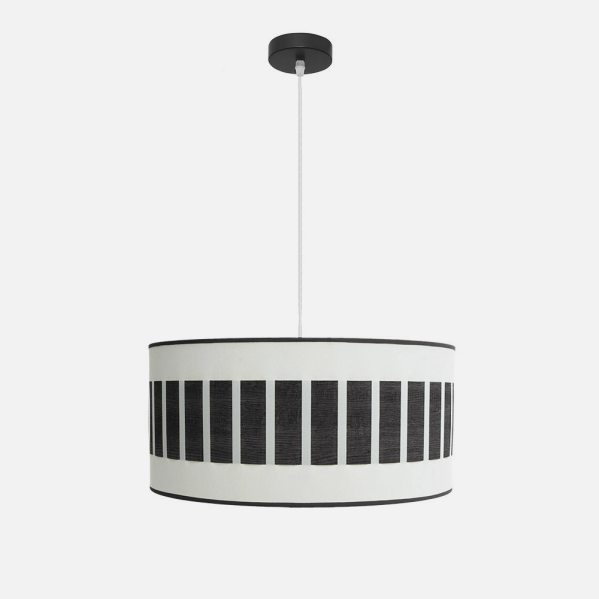 Colgante Ivanna 2xE27 en blanco y madera negra de Abrila, lámpara colgante moderna rústica con portalámparas E27, ideal para decoración interior vintage con toques de metal y textil (código 188495009).