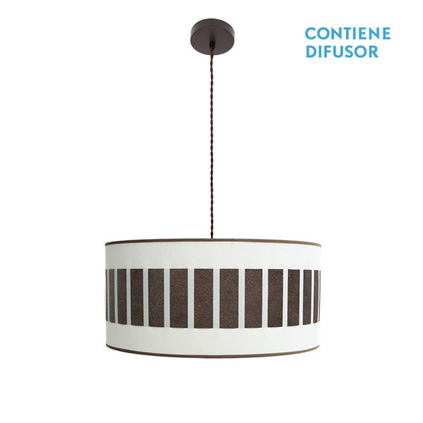 Colgante Ivanna de Abrila en acabado marrón/blanco-óxido, diseño moderno rústico vintage de metal y textil, iluminación interior decorativa con 2xE27, medidas 50x50 cm, referencia 188495017.