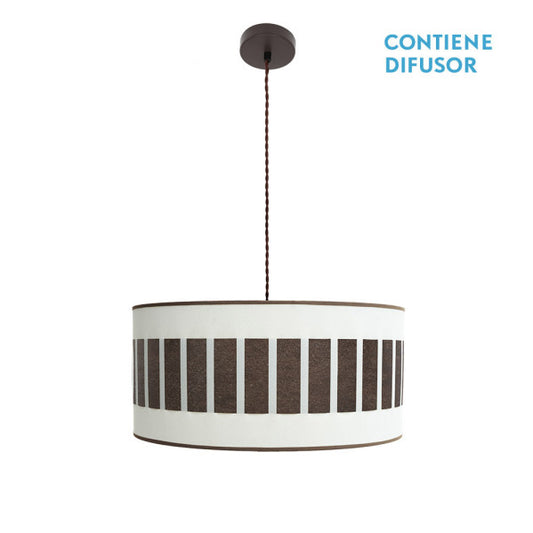 Colgante Ivanna de Abrila en acabado marrón/blanco-óxido, diseño moderno rústico vintage de metal y textil, iluminación interior decorativa con 2xE27, medidas 50x50 cm, referencia 188495017.