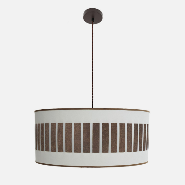 Colgante Ivanna 3xE27 en marrón y blanco-óxido de Abrila (188496017), lámpara colgante moderna de metal y textil con estilo rústico vintage para iluminación interior doméstica y decoración.