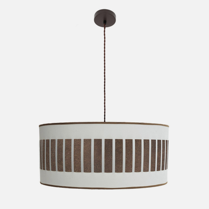 Colgante Ivanna 3xE27 en marrón y blanco-óxido de Abrila (188496017), lámpara colgante moderna de metal y textil con estilo rústico vintage para iluminación interior doméstica y decoración.