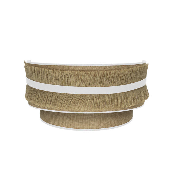 Aplique de pared Natalia en saco y blanco de Abrila, diseño rústico vintage 17x30x15 cm, iluminación textil para interiores domésticos, aplique ai2 en metal y tela, decoración rústica modelo 188561001