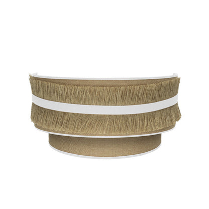 Aplique de pared Natalia en saco y blanco de Abrila, diseño rústico vintage 17x30x15 cm, iluminación textil para interiores domésticos, aplique ai2 en metal y tela, decoración rústica modelo 188561001