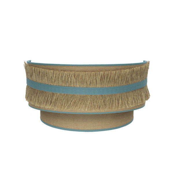 Aplique de pared Natalia Saco-Turquesa de Abrila, lámpara rústica vintage de metal y textil en turquesa, 17x30x15 cm para iluminación interior doméstica y decoración rústica (188561048).