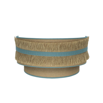 Aplique de pared Natalia Saco-Turquesa de Abrila, lámpara rústica vintage de metal y textil en turquesa, 17x30x15 cm para iluminación interior doméstica y decoración rústica (188561048).