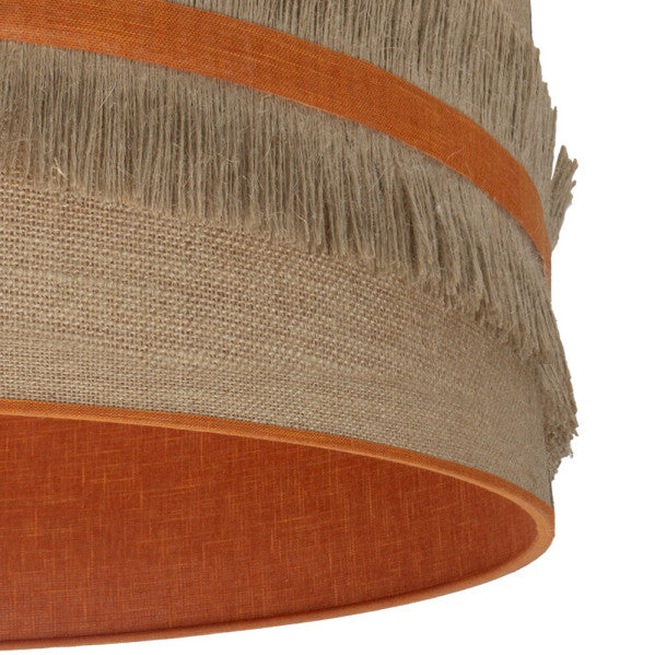 Lámpara de sobremesa Grand Natalia en níquel y saco naranja de Abrila, diseño rústico vintage con luz difusa, ideal para decoración interior textil en metal níquel, modelo 188571104.